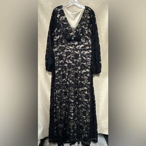 SHEIN Black Lace Long Sleeve Dress, 1XL. Pit to pit 19, 60 inch total length
